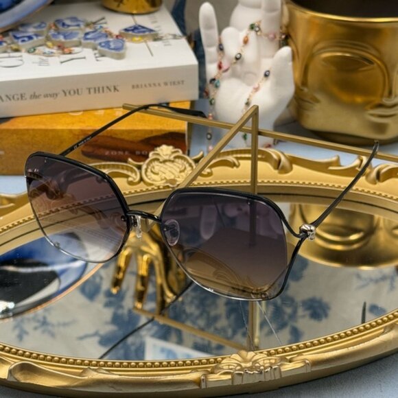 🆕 ALEXANDER MCQUEEN 🧿 NWOT AM0366S Black Wire Rimmed Butterfly Shaped Glasses - Picture 12 of 13